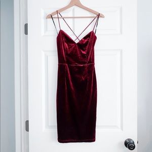 XS Wine Velvet lace up bodycon dress from Lulu’s